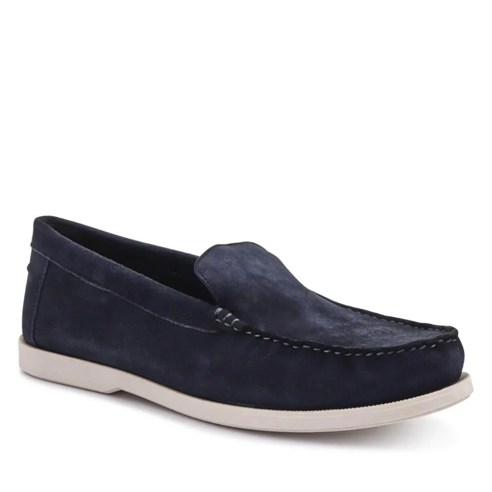 Casual Leather Loafers - Navy