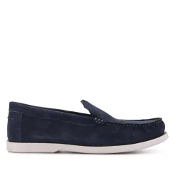 Casual Leather Loafers - Navy