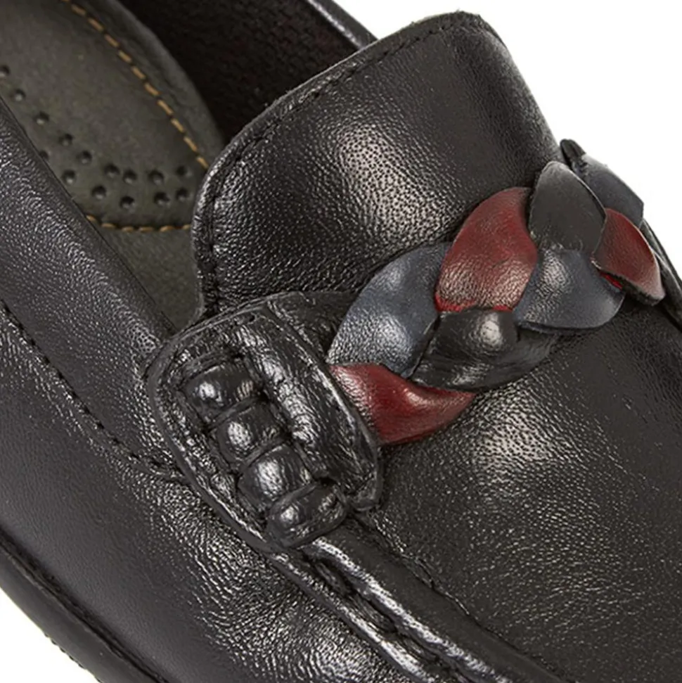 Casual Leather Moccasin - Black Multi
