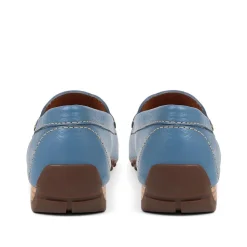 Casual Leather Moccasins - Denim