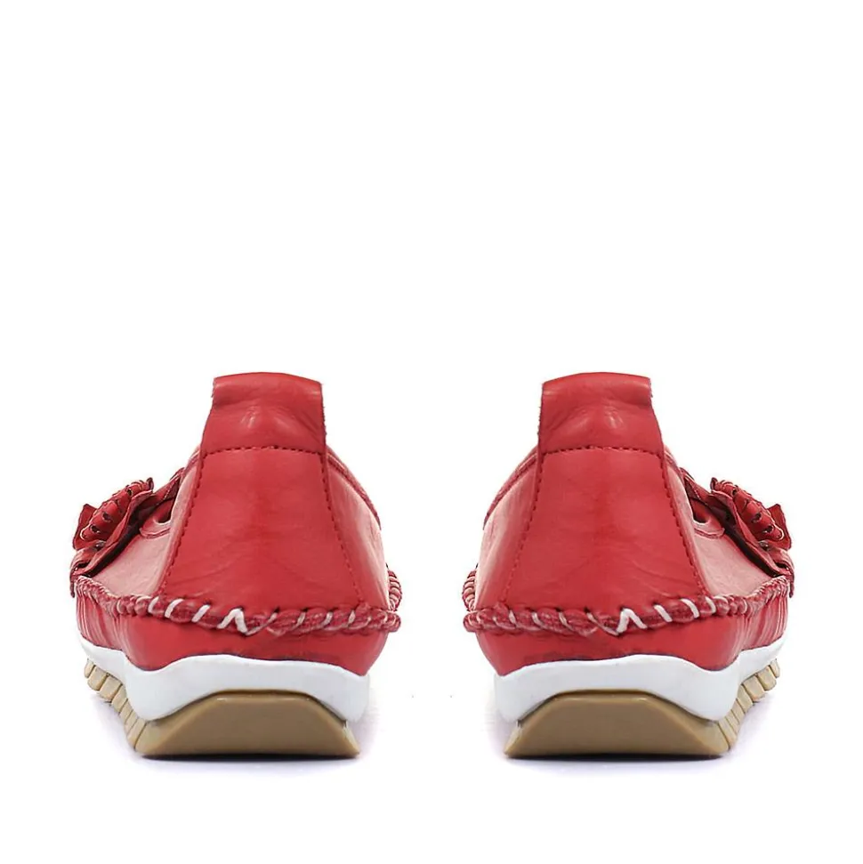 Casual Leather Pumps - Red