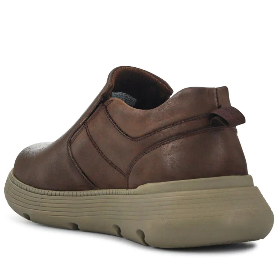 Casual Leather Slip-On Shoes - Brown