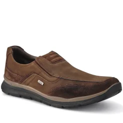 Casual Leather Slip-On Shoes - Brown