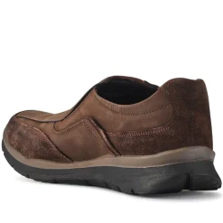 Casual Leather Slip-On Shoes - Brown