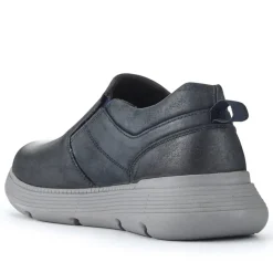 Casual Leather Slip-On Shoes - Navy