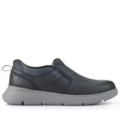 Casual Leather Slip-On Shoes - Navy
