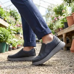 Casual Leather Slip-On Shoes - Navy