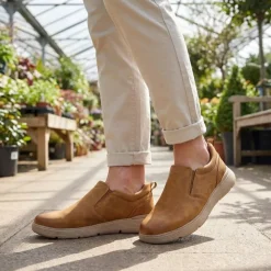 Casual Leather Slip-On Shoes - Tan