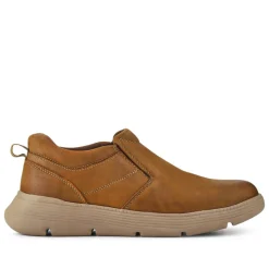 Casual Leather Slip-On Shoes - Tan