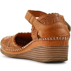 Casual Leather Touch Fasten Mary Janes - Tan