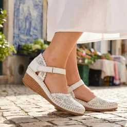 Casual Leather Touch Fasten Mary Janes - White
