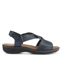 Casual Leather Touch-Fasten Sandals - Navy