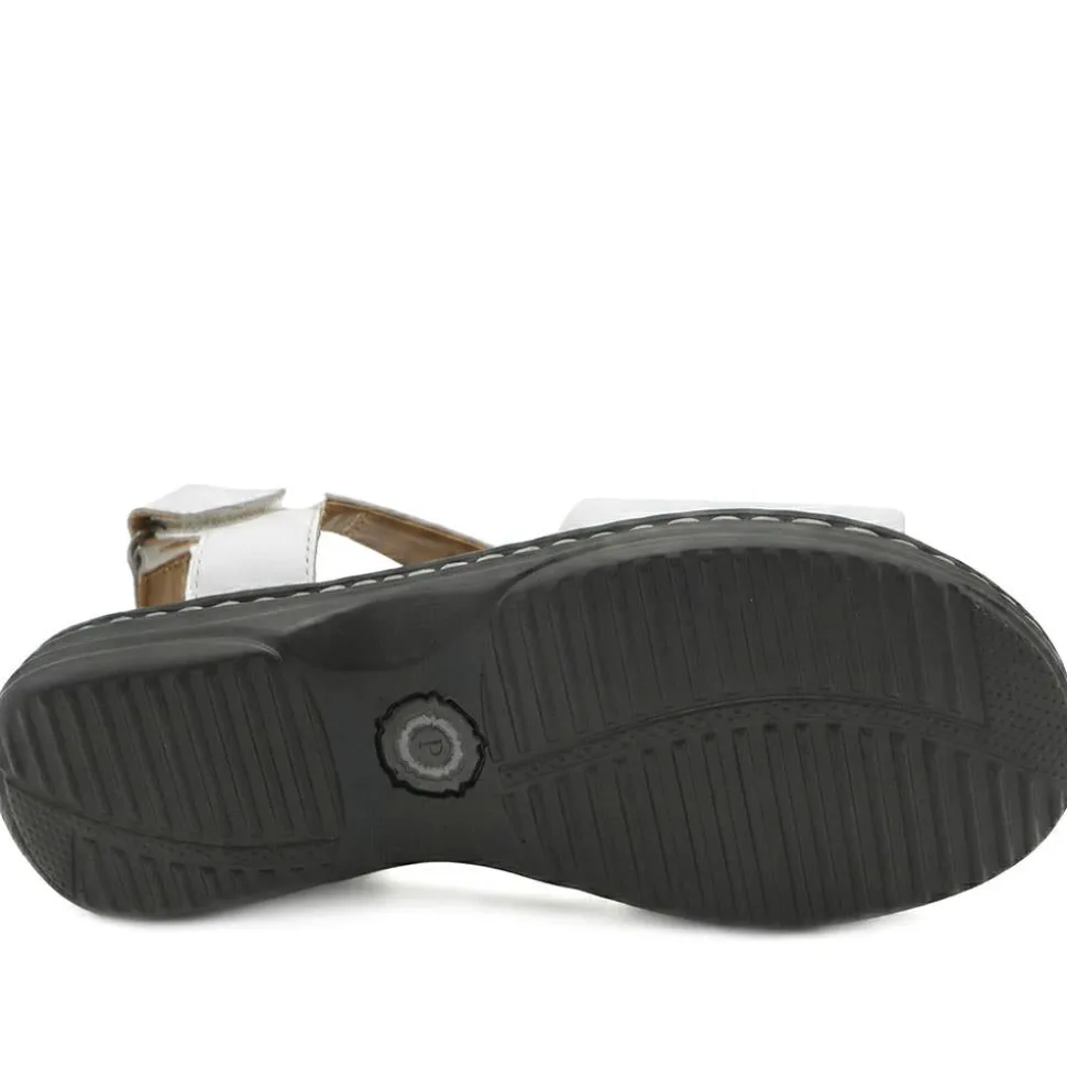 Casual Leather Touch-Fasten Sandals - White