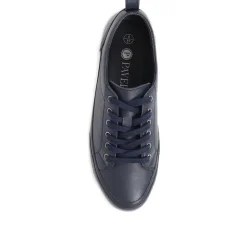 Casual Leather Trainers - Navy