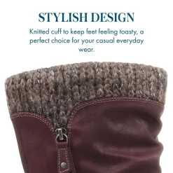 Casual Mid-Calf Boot - Burgundy