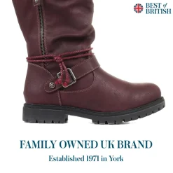 Casual Mid-Calf Boot - Burgundy