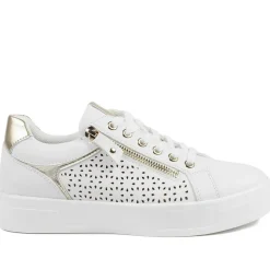 Casual Platform Trainers with Side Zip - White