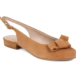 Casual Slingback Sandals - Camel Suede