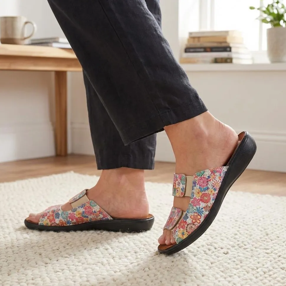 Casual Two-Strap Sandals - BEIGE FLORAL
