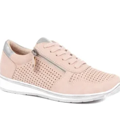 Casual Zip-Fasten Laced Trainers - Rose