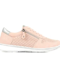 Casual Zip-Fasten Laced Trainers - Rose