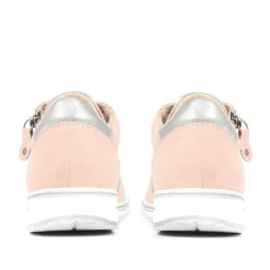 Casual Zip-Fasten Laced Trainers - Rose