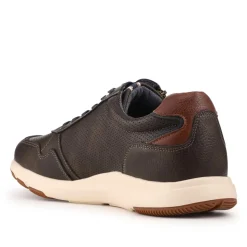 Casual Zip & Lace Faux Leather Trainers - Khaki