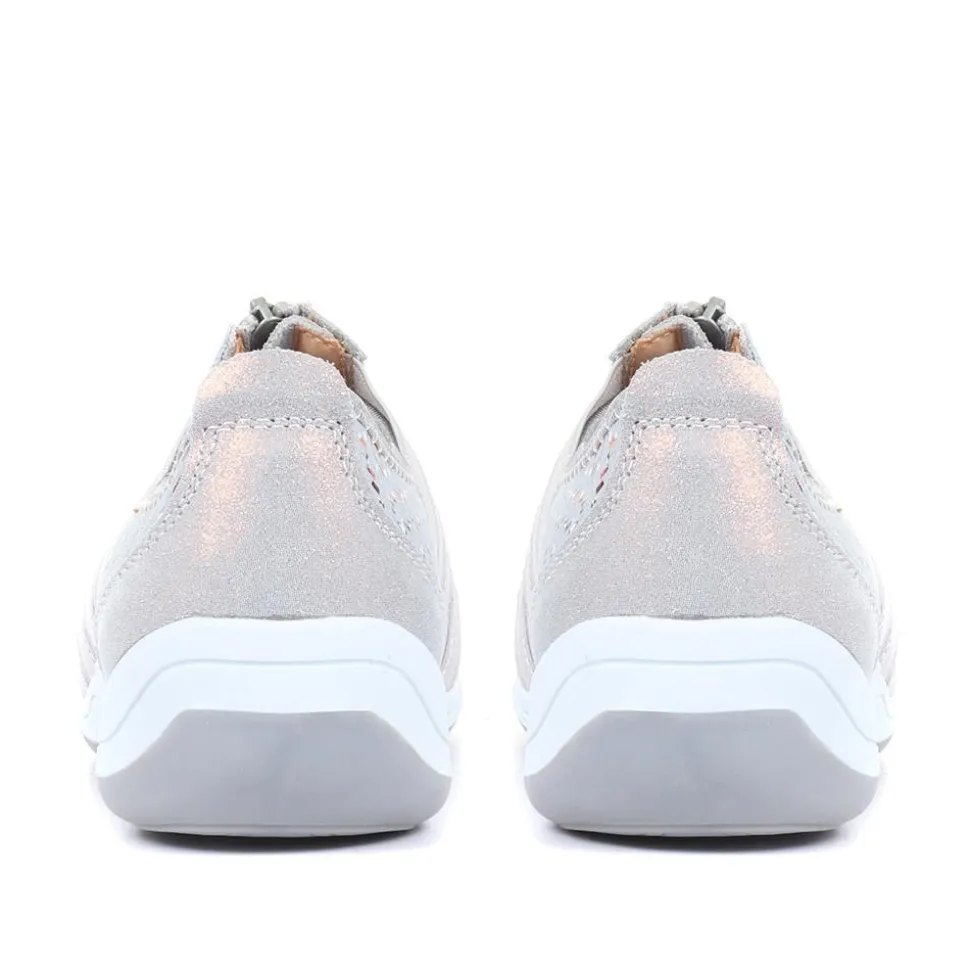 Casual Zip Up Trainers - Denim