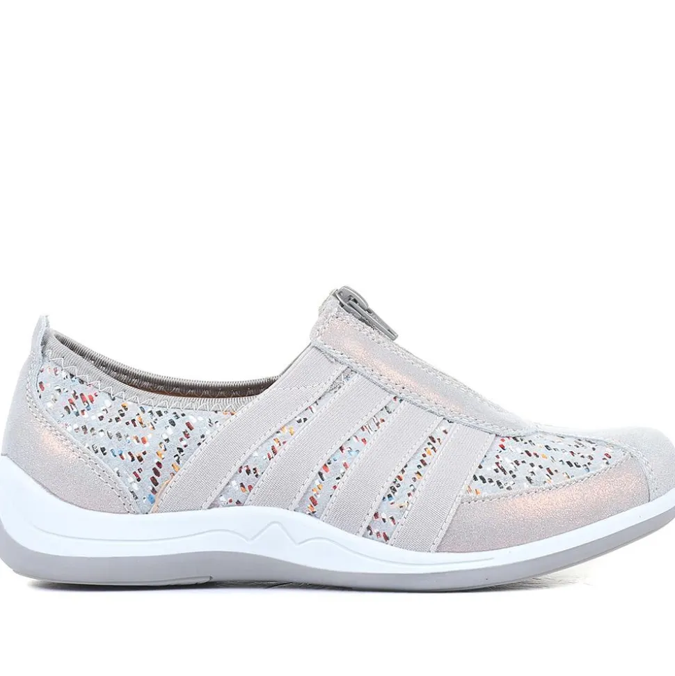 Casual Zip Up Trainers - Denim