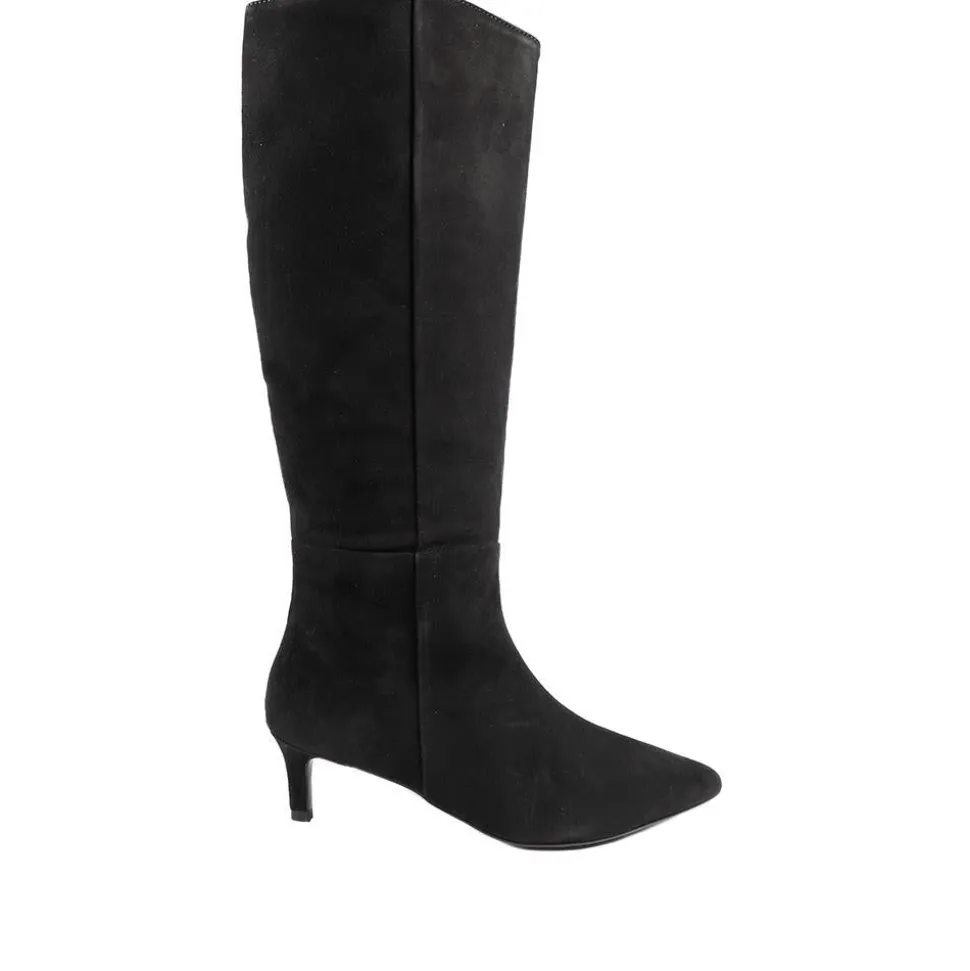 Catia Leather Long Boots - Black Suede