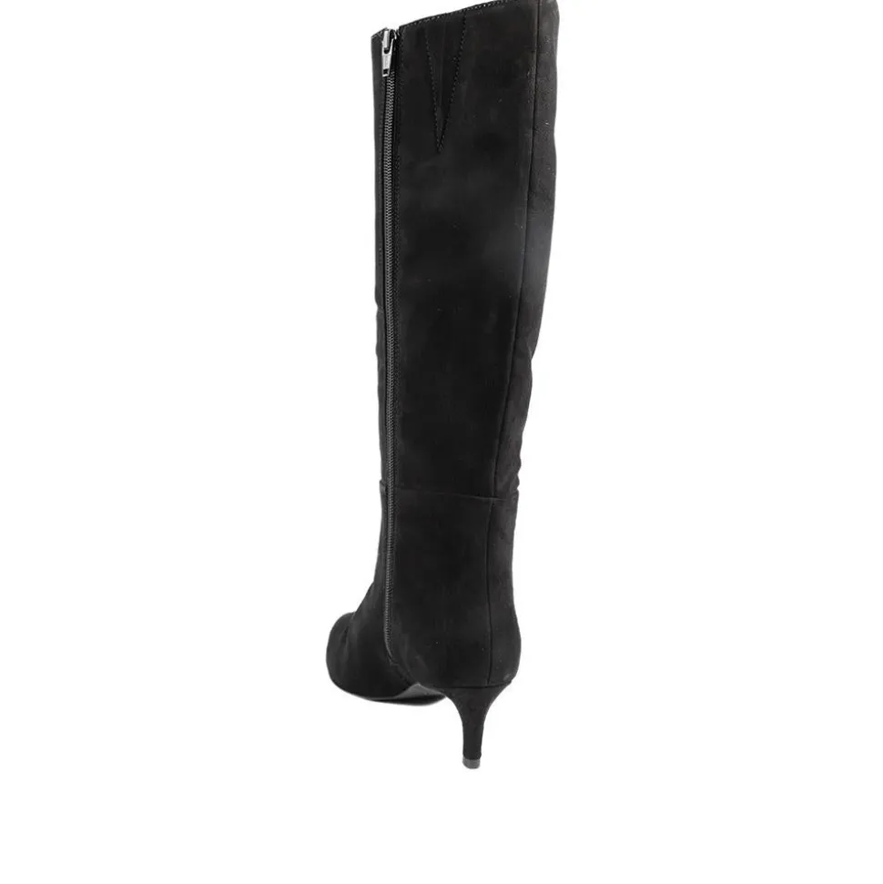 Catia Leather Long Boots - Black Suede