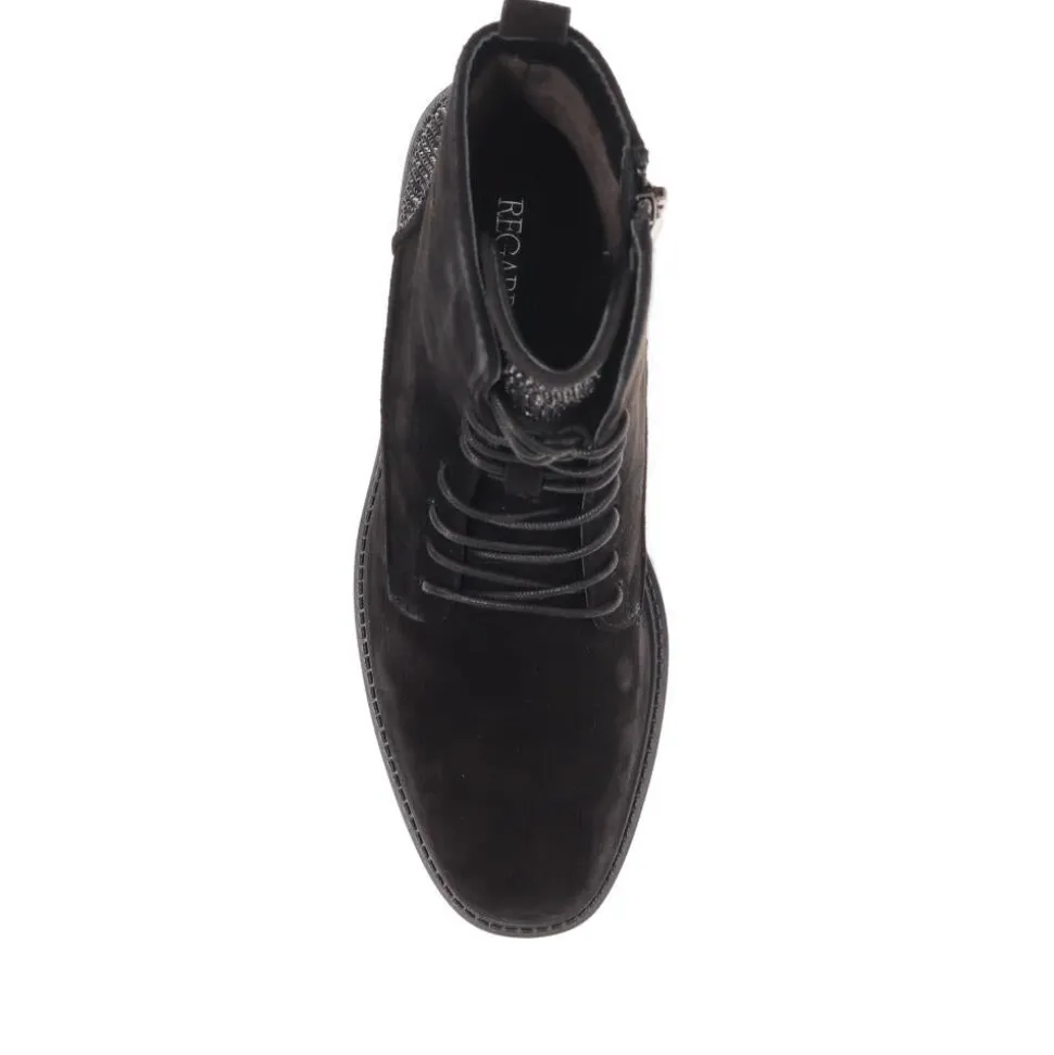 Chunky Block-Heeled Ankle Boots - Black