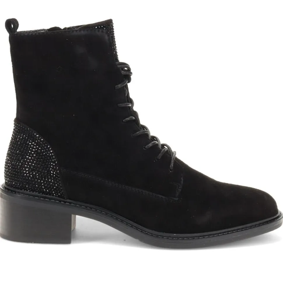 Chunky Block-Heeled Ankle Boots - Black