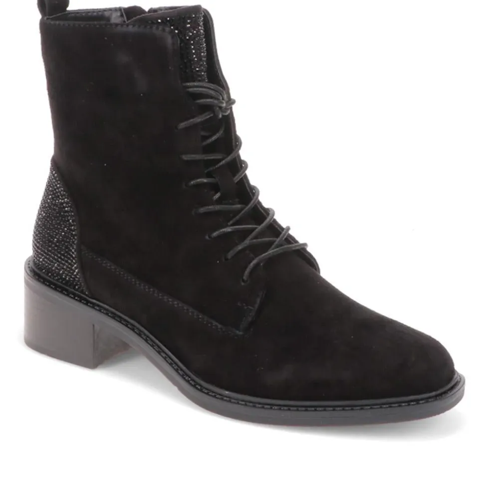 Chunky Block-Heeled Ankle Boots - Black