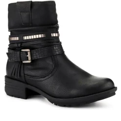 Chunky Buckled Ankle Boots - Black