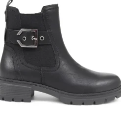 Chunky Buckle Detail Ankle Boots - Black