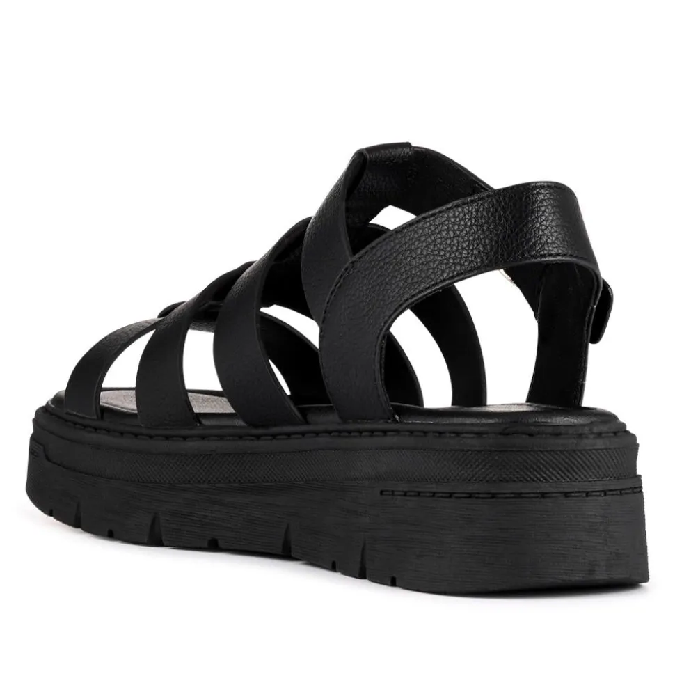Chunky Buckle-Fasten Sandals - Black