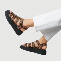 Chunky Buckle-Fasten Sandals - Leopard
