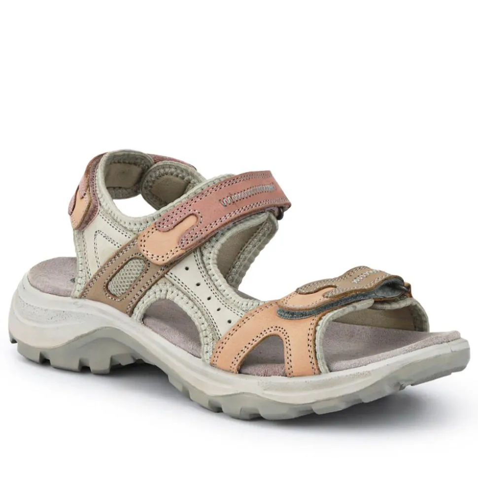 Chunky Dual Touch-Fasten Sandals - Beige Multi