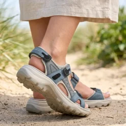 Chunky Dual Touch-Fasten Sandals - Light Blue