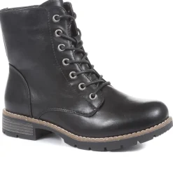 Chunky Lace-Up Ankle Boots - Black