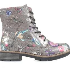 Chunky Lace-Up Ankle Boots - Grey Multi