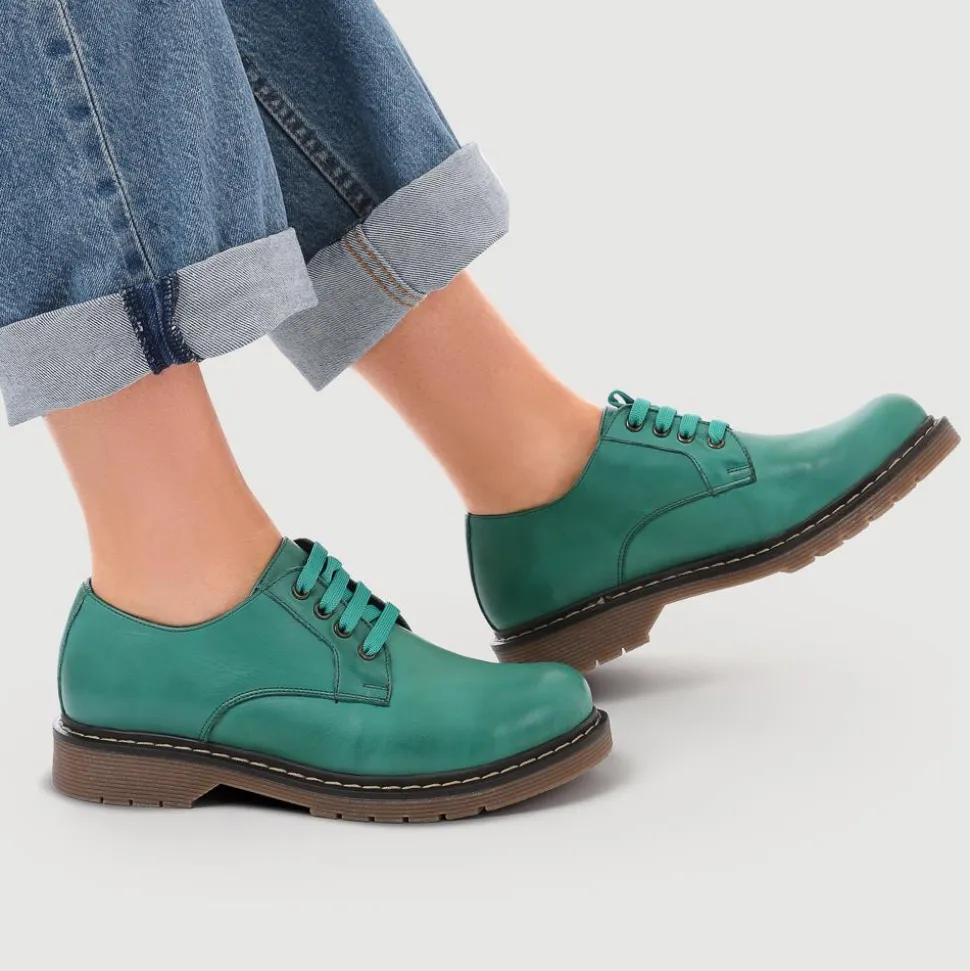 Chunky Leather Brogues - Green