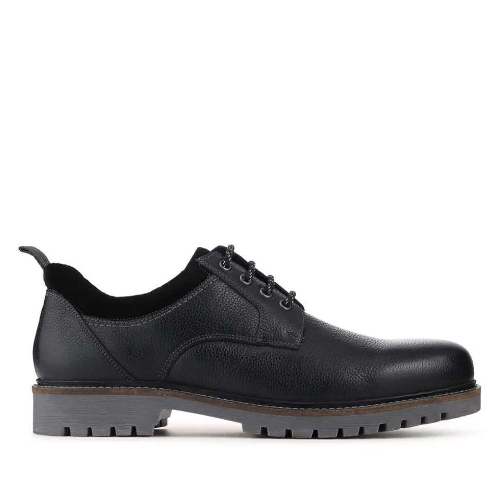Chunky Leather Casual Lace Up Shoes - Black