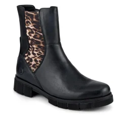 Chunky Leather Chelsea Boots - Black Leopard