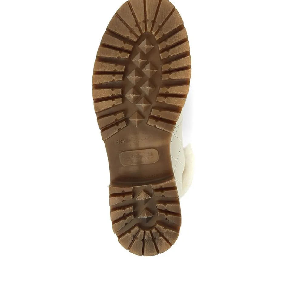 Chunky Leather Hiker Boots - Beige
