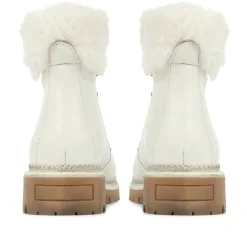 Chunky Leather Hiker Boots - Beige