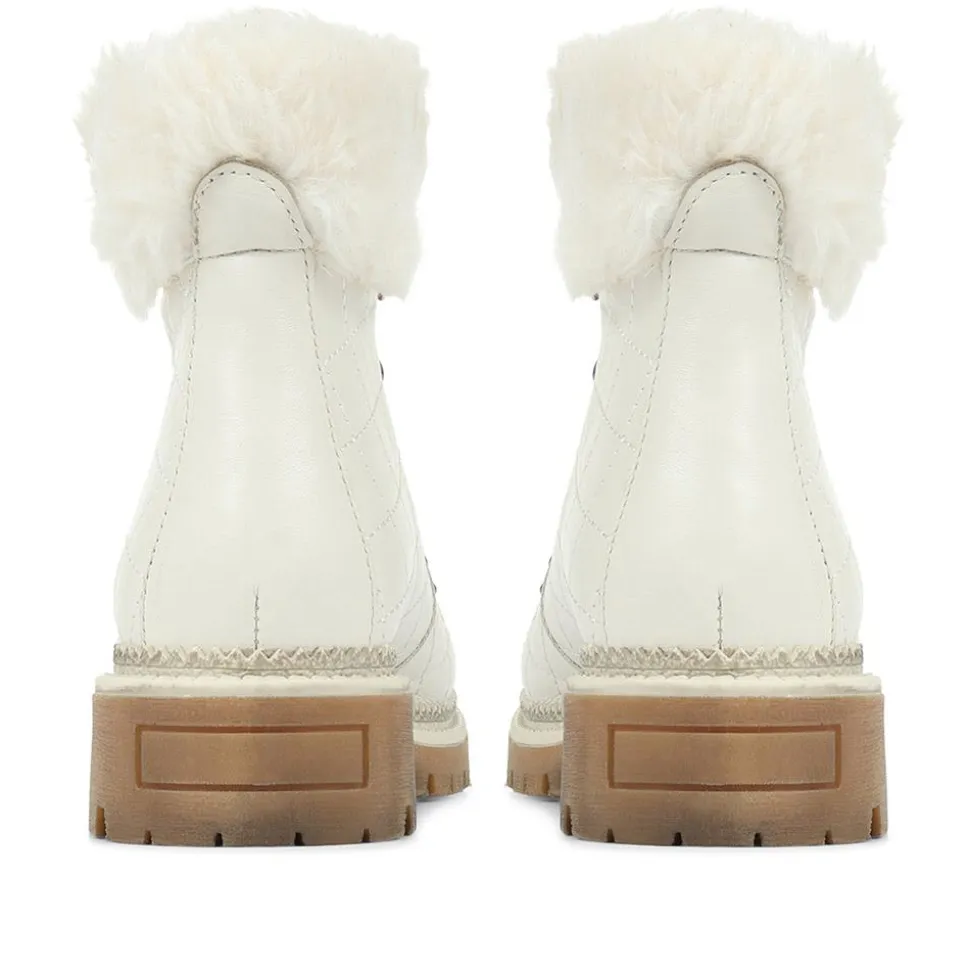 Chunky Leather Hiker Boots - Beige