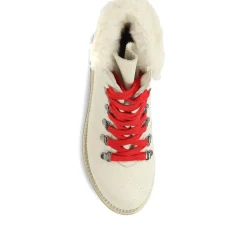 Chunky Leather Hiker Boots - Beige