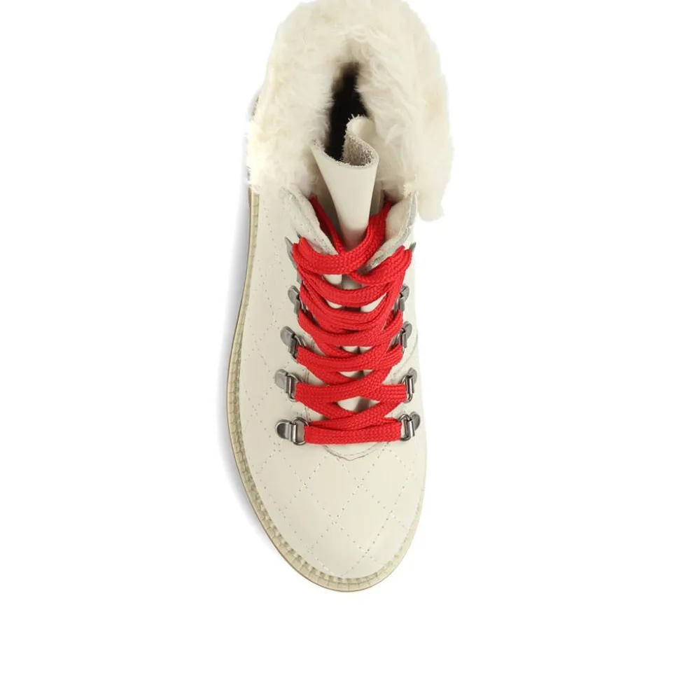 Chunky Leather Hiker Boots - Beige